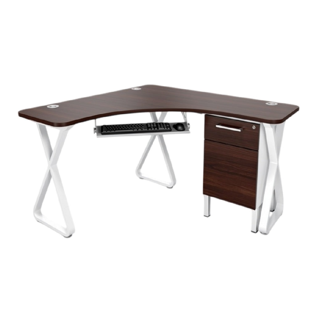 **L-vormige bureau met opberglade en ergonomisch ontwerp**