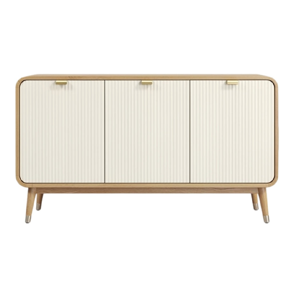 **Technische Titel in het Nederlands: Elegant Wit Houten Dressoir met Ribbeldeuren**