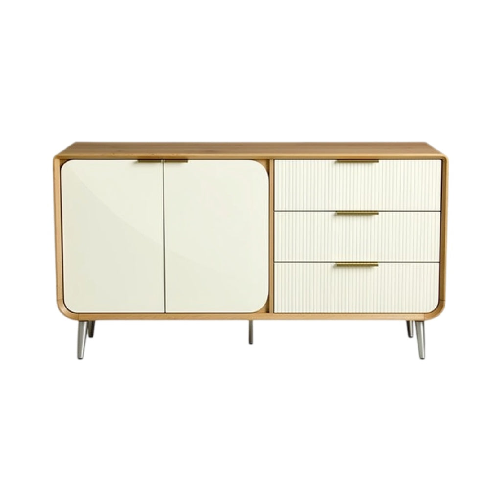 **Moderne Dressoir met Gladde en Gestreepte Deuren**