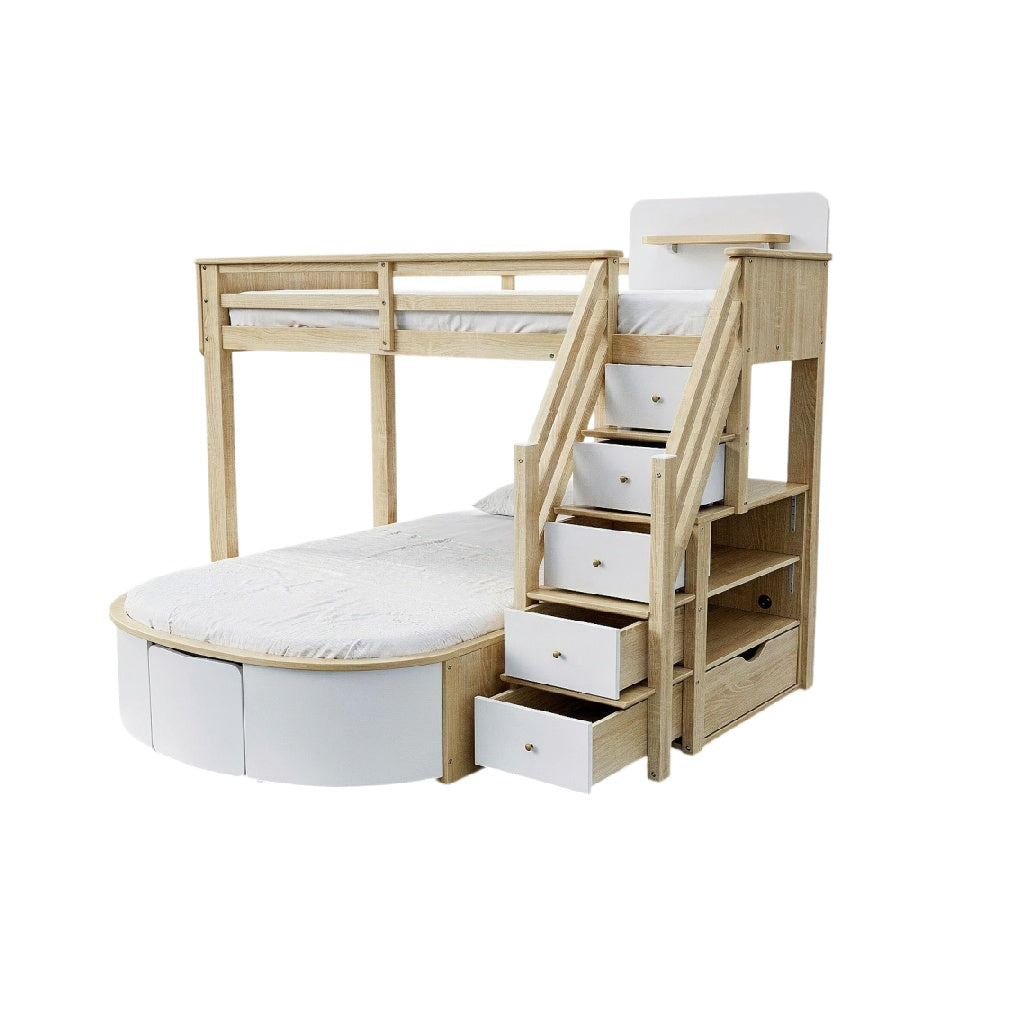 **Technische titel in het Nederlands: Multifunctioneel Hoogslaper met Trappen en Opberglades**